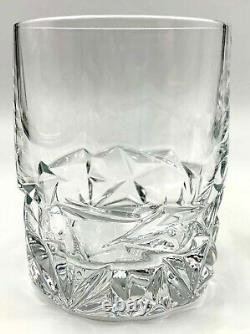 Set Of 4 Tiffany & Co Rock Cut Crystal Double Old Fashioned Whiskey Glasses