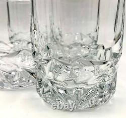 Set Of 4 Tiffany & Co Rock Cut Crystal Double Old Fashioned Whiskey Glasses