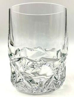 Set Of 4 Tiffany & Co Rock Cut Crystal Double Old Fashioned Whiskey Glasses