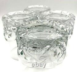 Set Of 4 Tiffany & Co Rock Cut Crystal Double Old Fashioned Whiskey Glasses