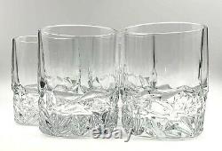 Set Of 4 Tiffany & Co Rock Cut Crystal Double Old Fashioned Whiskey Glasses