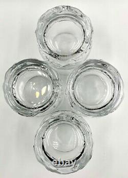 Set Of 4 Tiffany & Co Rock Cut Crystal Double Old Fashioned Whiskey Glasses