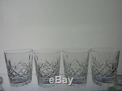 Set Of 4 Waterford Lismore 4 3/8 Tall 12 Oz Double Old Fashioned Glasses