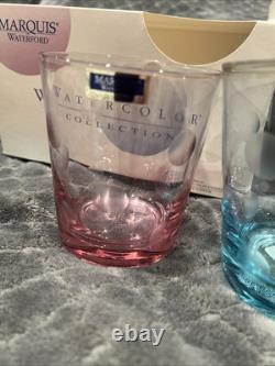 Set Of 4 Waterford Marquis Polka Dot Double Old Fashioned Glasses New in Box