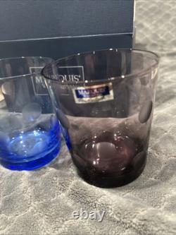 Set Of 4 Waterford Marquis Polka Dot Double Old Fashioned Glasses New in Box