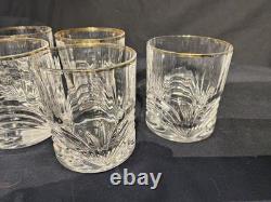 Set Of 5 Perfect Royal Crystal Rock Aurea Gold Trim Double Old Fashioned Glasses