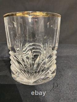 Set Of 5 Perfect Royal Crystal Rock Aurea Gold Trim Double Old Fashioned Glasses