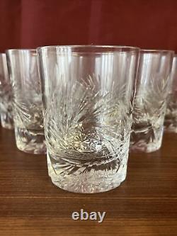 Set Of 6 Cut Pinwheel 4 Double Old Fashioned Whiskey Tumblers Low Ball Glasses