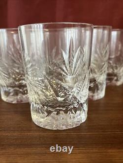 Set Of 6 Cut Pinwheel 4 Double Old Fashioned Whiskey Tumblers Low Ball Glasses