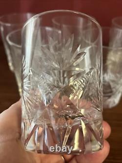 Set Of 6 Cut Pinwheel 4 Double Old Fashioned Whiskey Tumblers Low Ball Glasses