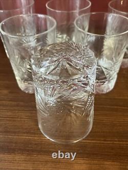 Set Of 6 Cut Pinwheel 4 Double Old Fashioned Whiskey Tumblers Low Ball Glasses