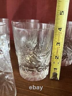 Set Of 6 Cut Pinwheel 4 Double Old Fashioned Whiskey Tumblers Low Ball Glasses