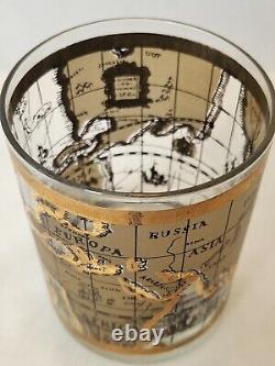 Set Of 6 MCM Cera 22K World Map Atlas Double Old Fashioned Cocktail Glasses