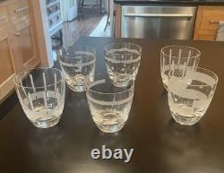 Set Of 6 Sasaki Japan By Lisa Jenks Etched Crystal Double Old Fashioned Tumblers