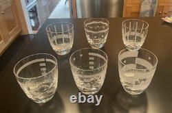 Set Of 6 Sasaki Japan By Lisa Jenks Etched Crystal Double Old Fashioned Tumblers