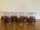 Set Of 7 Vintage Culver Silver Burgundy Double Old Fashioned Glasses