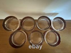Set Of 7 Vintage Culver Silver Burgundy Double Old Fashioned Glasses