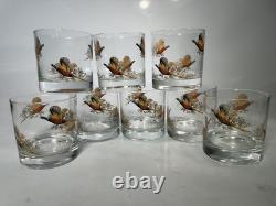 Set Of 8 Pheasants In Flight Double Old Fashioned Whisky Glasses
