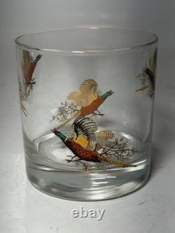 Set Of 8 Pheasants In Flight Double Old Fashioned Whisky Glasses