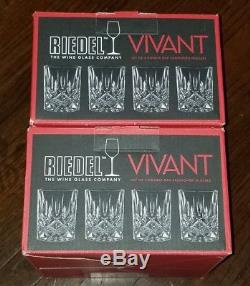 Set Of 8 Riedel Vivant Series Very Rare Double Old Fashioned Glasses New In Box