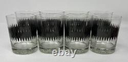 Set Of 8 Vintage Georges Briard Double Old Fashioned Glasses Black Zig Zag