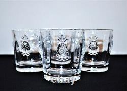 Set Of Four Tommy Bahama Double Old Fashioned Glasses Embossed Pineapple