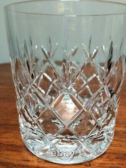 Set of 11 Double Old Fashioned Whiskey Glass Criss Cross Fan Cut Pattern Clear