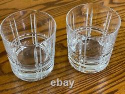 Set of 2 Christofle Double Old Fashioned Scottish pattern glasses crystal clear
