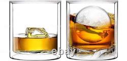 Set of 2 Double Wall Insulated Glass Rocks Whiskey Old Fashioned Glass 10oz