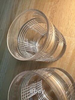Set of 2 RALPH LAUREN CRYSTAL GLEN PLAID Double Old Fashion Glasses