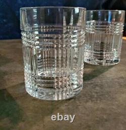 Set of 2 Ralph Lauren Crystal Glen Plaid 4 Double Old Fashioned Whiskey Glasses