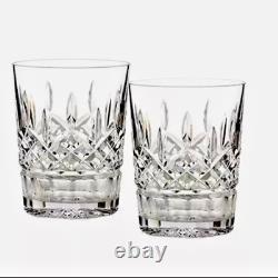 Set of 2 Vintage RARE IRISH Waterford LISMORE DOUBLE OLD FASHIONED GLASSES MINT