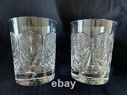 Set of 2 WATERFORD Crystal MILLENNIUM Happiness Double Old Fashioned Glasses