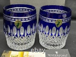 Set of 2 Waterford Crystal CLARENDON Cobalt Blue Double Old Fashioned withBox