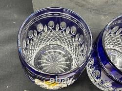 Set of 2 Waterford Crystal CLARENDON Cobalt Blue Double Old Fashioned withBox