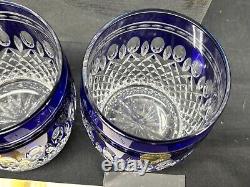 Set of 2 Waterford Crystal CLARENDON Cobalt Blue Double Old Fashioned withBox