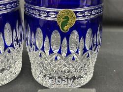 Set of 2 Waterford Crystal CLARENDON Cobalt Blue Double Old Fashioned withBox