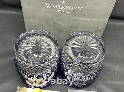 Set of 2 Waterford Crystal CLARENDON Cobalt Blue Double Old Fashioned withBox