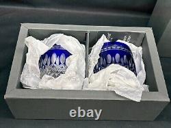 Set of 2 Waterford Crystal CLARENDON Cobalt Blue Double Old Fashioned withBox