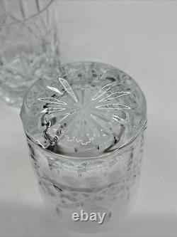 Set of 2 Waterford Lismore Crystal Double Old Fashioned Whiskey Glasses