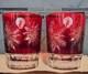 Set of 2 Waterford Snow Crystals Red Double Old Fashioned Glasses Tumblers NEW