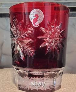 Set of 2 Waterford Snow Crystals Red Double Old Fashioned Glasses Tumblers NEW