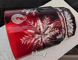 Set of 2 Waterford Snow Crystals Red Double Old Fashioned Glasses Tumblers NEW