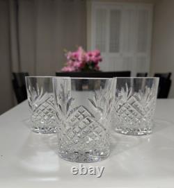Set of 3 Vintage WATERFORD CRYSTAL Ciara Double Old Fashioned Tumblers 13oz EUC