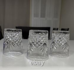 Set of 3 Vintage WATERFORD CRYSTAL Ciara Double Old Fashioned Tumblers 13oz EUC