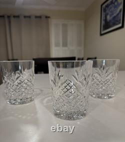 Set of 3 Vintage WATERFORD CRYSTAL Ciara Double Old Fashioned Tumblers 13oz EUC