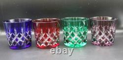 Set of 4 Ajka Arabella Crystal Double Old Fashioned Glasses Cut-to-Clear