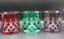 Set of 4 Ajka Arabella Crystal Double Old Fashioned Glasses Cut-to-Clear
