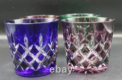 Set of 4 Ajka Arabella Crystal Double Old Fashioned Glasses Cut-to-Clear