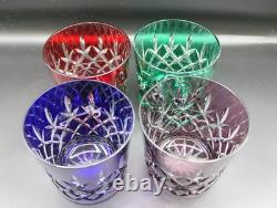 Set of 4 Ajka Arabella Crystal Double Old Fashioned Glasses Cut-to-Clear